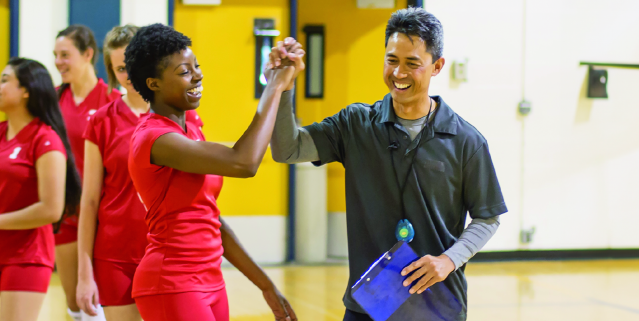 Coach high five volleyball red team